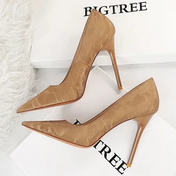 BIGTREE buty Retro kobiety pompy Pointed Toe szpilki Stiletto damskie Sexy klub nocny buty 2023 nowe obcasy buty kobiece pompy