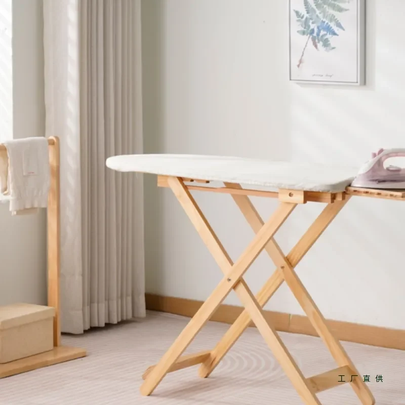 Solid Wood Ironing Board Large Folding Canvas Cotton for Household Hotel Use