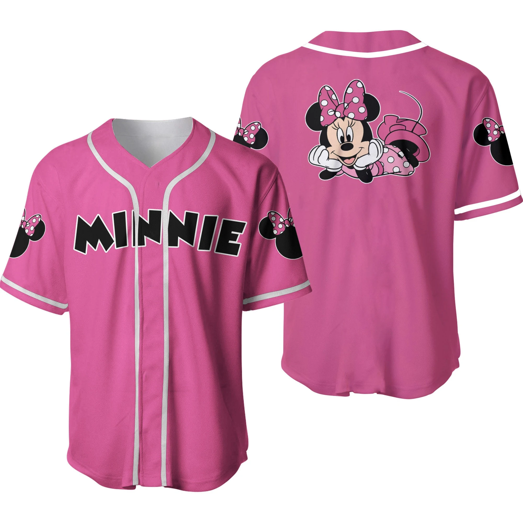 Disney Summer Kids Baseball Jersey Minnie Mouse Tops Tees Children Cute Cartoon Clothing Boys Girls Baseball Uniform Streetwear