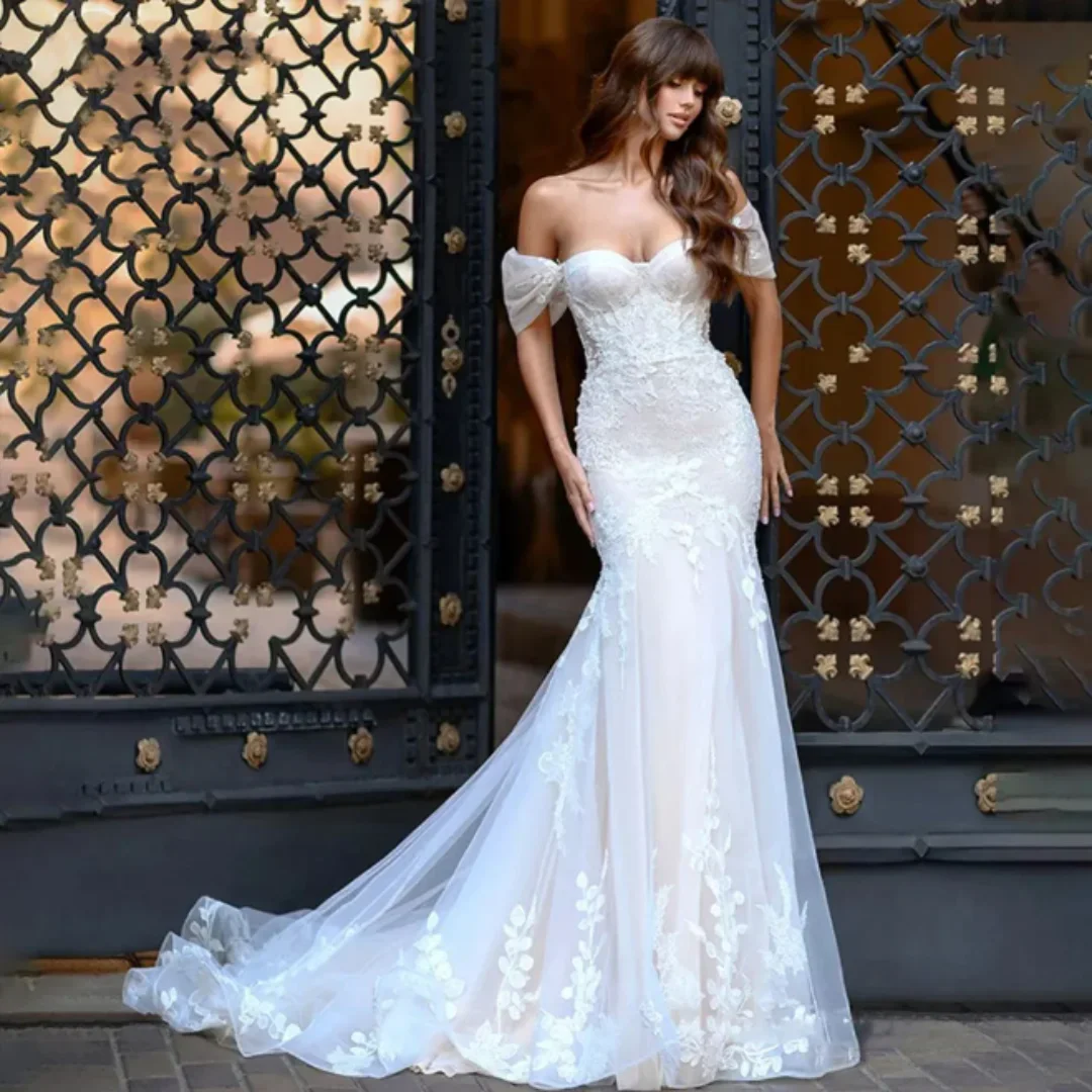 

Elegant Mermaid Wedding Dresses Sweetheart Lace Appliques Sleeveless Backless Bridal Dress Floor Length Vestidos De Novia