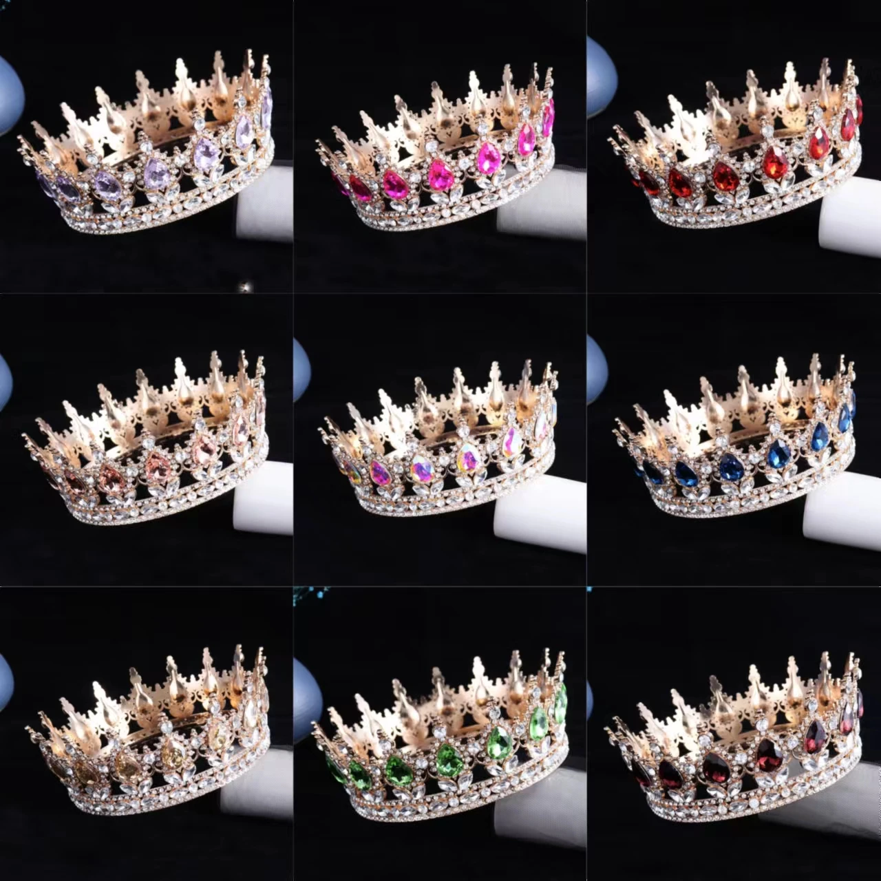 

Luxury Bridal Crown Colorful Crystal Princess Tiara Elegant Noble Wedding Jewelry Head Accessories Women Headpiece