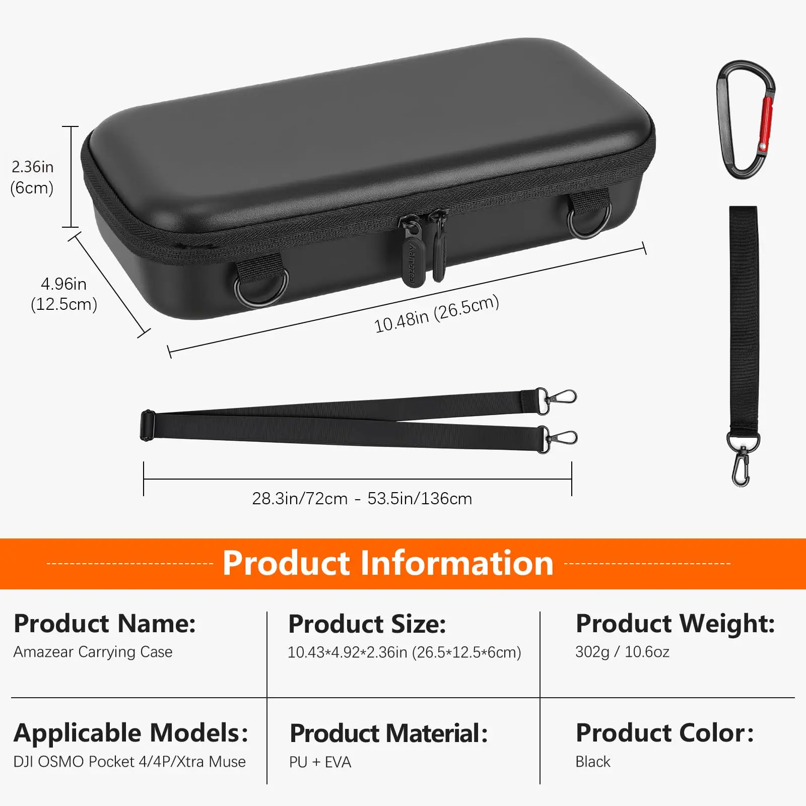 Tragetasche für DJI OSMO Pocket 4P, Pocket 4 Pro Zubehör, kompakte Hartschalen-Reisetasche mit Schultergurt, Aufbewahrungstasche – Detail 9