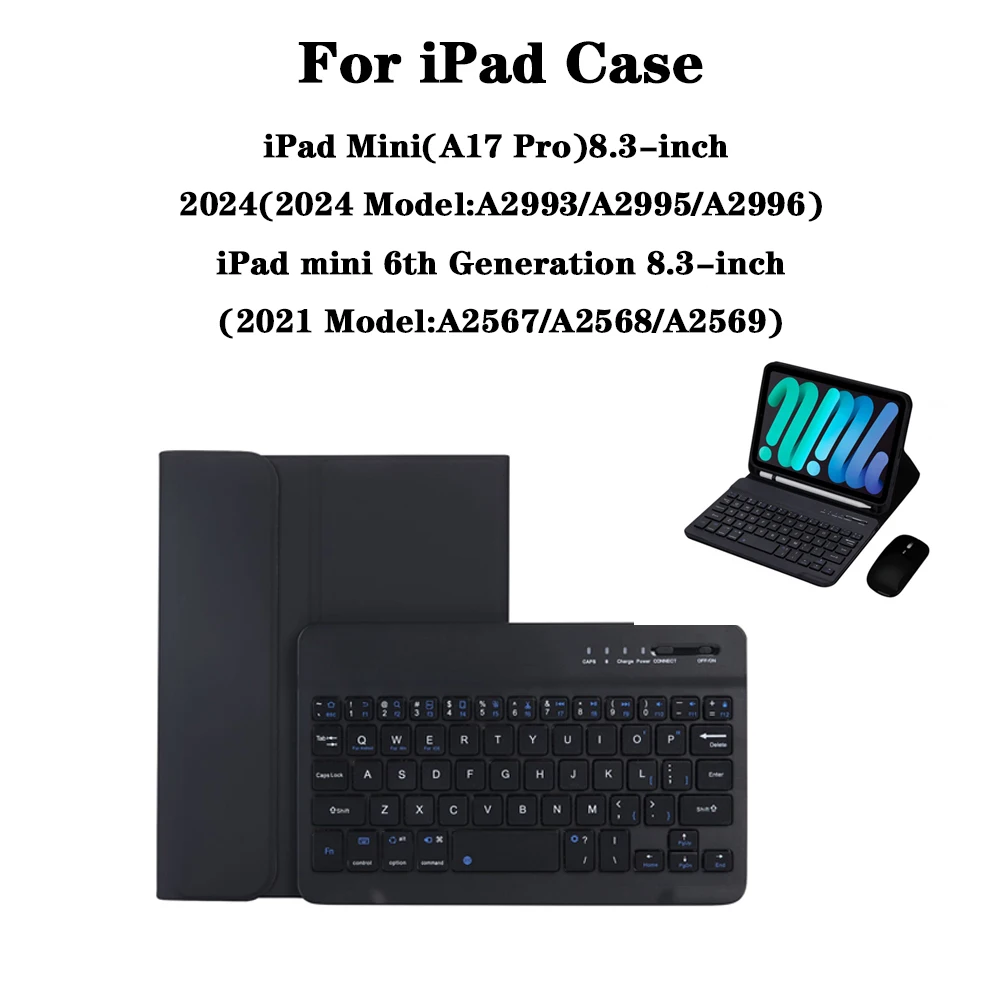 

Tablet Case for iPad Mini(A17 Pro) 8.3 lnch,Detachable keyboard Cover for iPad mini 6th Gen 8.3 lnch with Case Pencil Holder
