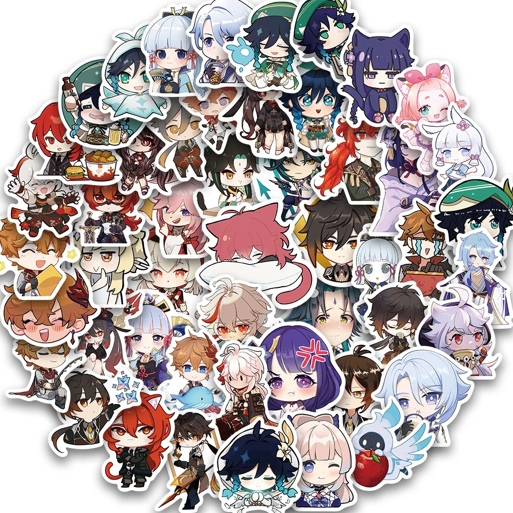 50pcs Genshin 2 Print Sticker Cafe Anime Japan Nostalgia Stickers Luggage Laptop Skateboard Bicycle Stickers Decal Gift Toy