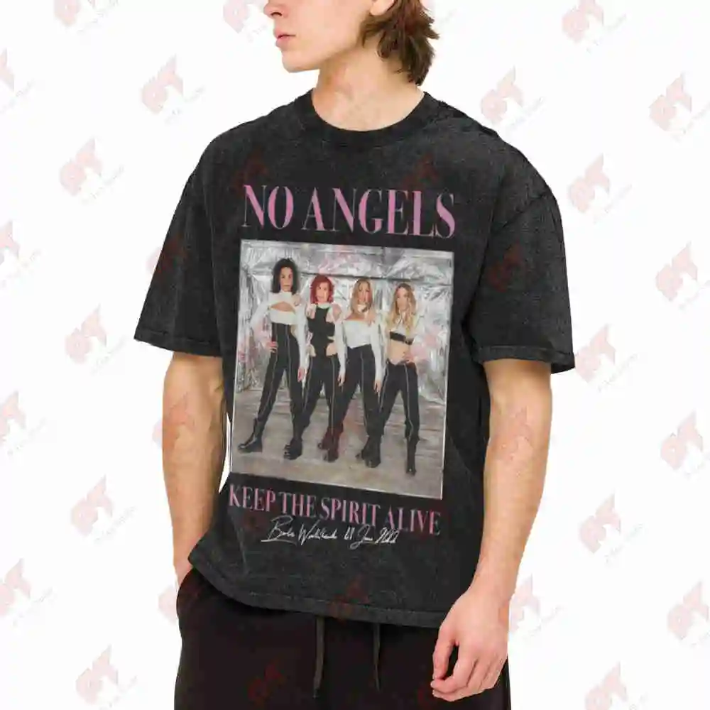 No Angels Band Signature Member Photos Autograph Vintage Washed Tee Pure Cotton T-Shirt