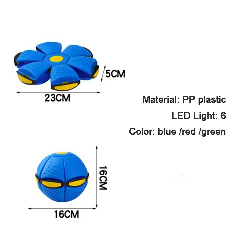 كرة طائرة UFO كرة كذاب مسطحة مع ستة مصابيح LED ممتعة ماجيك في الهواء الطلق حديقة الشاطئ لعبة كرة السلة كرة القدم لعبة أطفال
