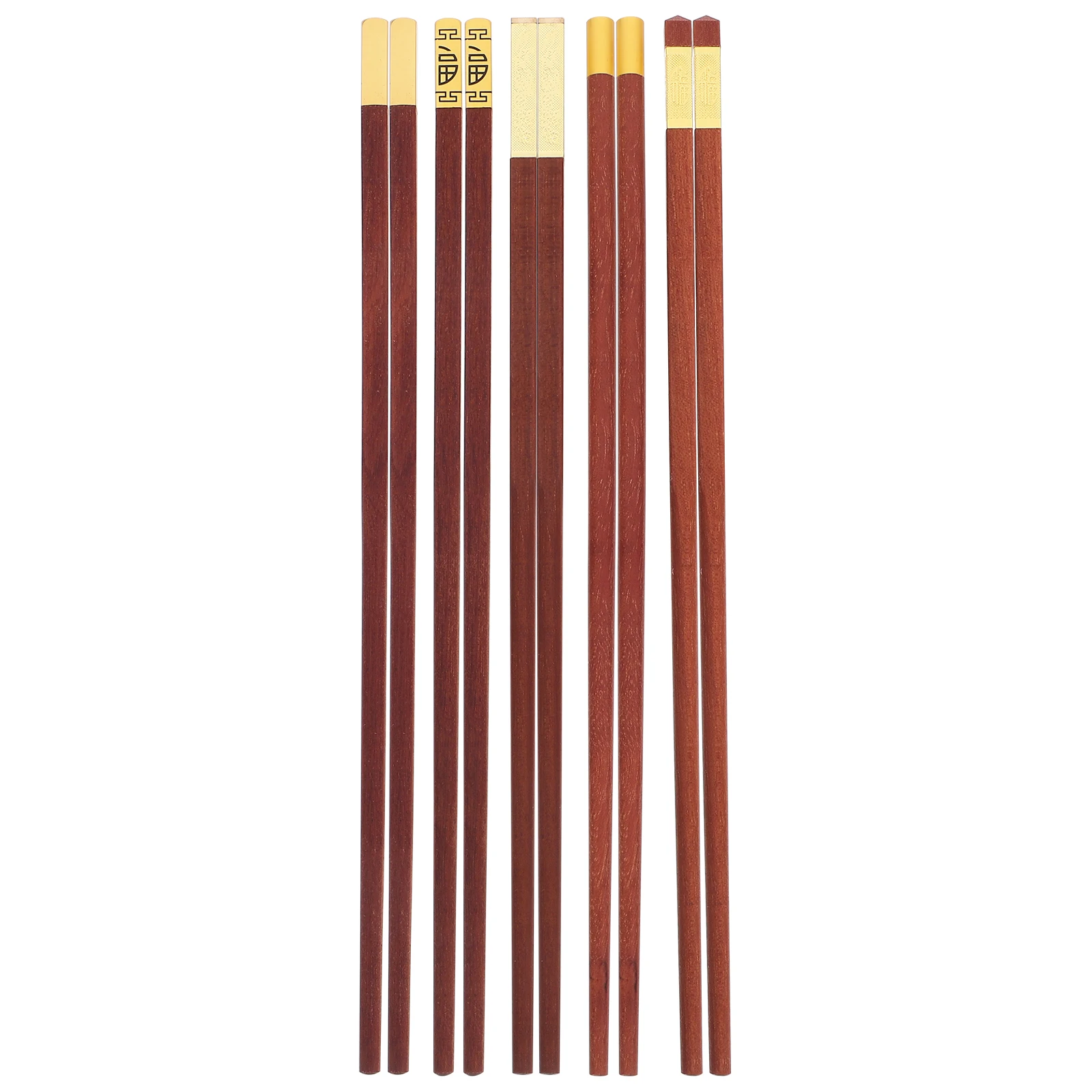 

5pcs Red Sandalwood Chopsticks Reusable Wood Dinner Flatware Set Chinese Wooden Chopsticks For Adults Household Cooking Food