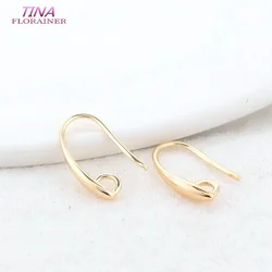 Ganchos para pendientes de latón de Color dorado de 14MM y 14K, accesorios de joyería Diy de alta calidad