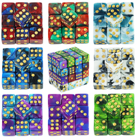 Premium Quality Square Corner Dot D6 Dice Set for Table Board Gaming - 12mm Mixed Color, Pack of 10