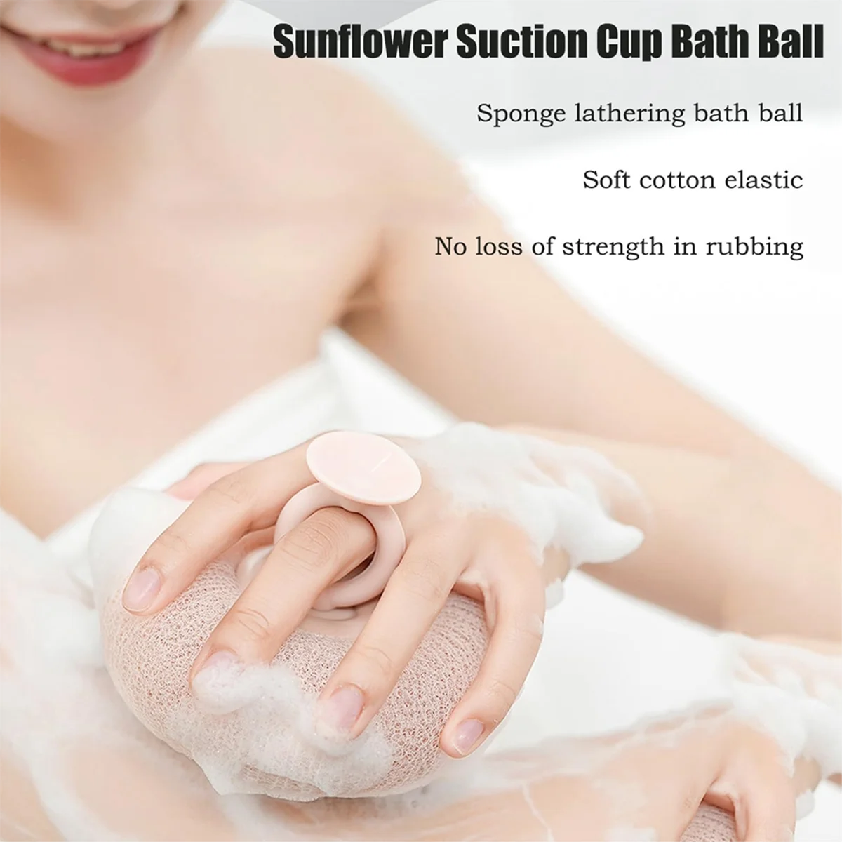 A71P 2 แพ็ค Super Soft Sunflower ดูดถ้วย Bath Ball,Loofah ฟองน้ําขัดผิวได้อย่างมีประสิทธิภาพ,Essential,B