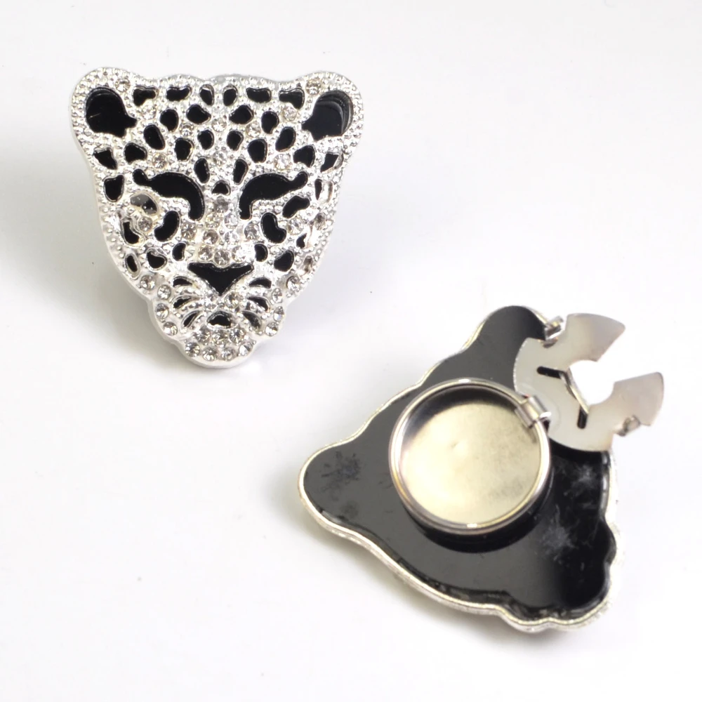 2 قطعة رئيس ليوبارد حجر الراين زر يغطي أزرار أكمام القميص طوق كليب زر الزخرفية مجوهرات اكسسوارات أنيقة