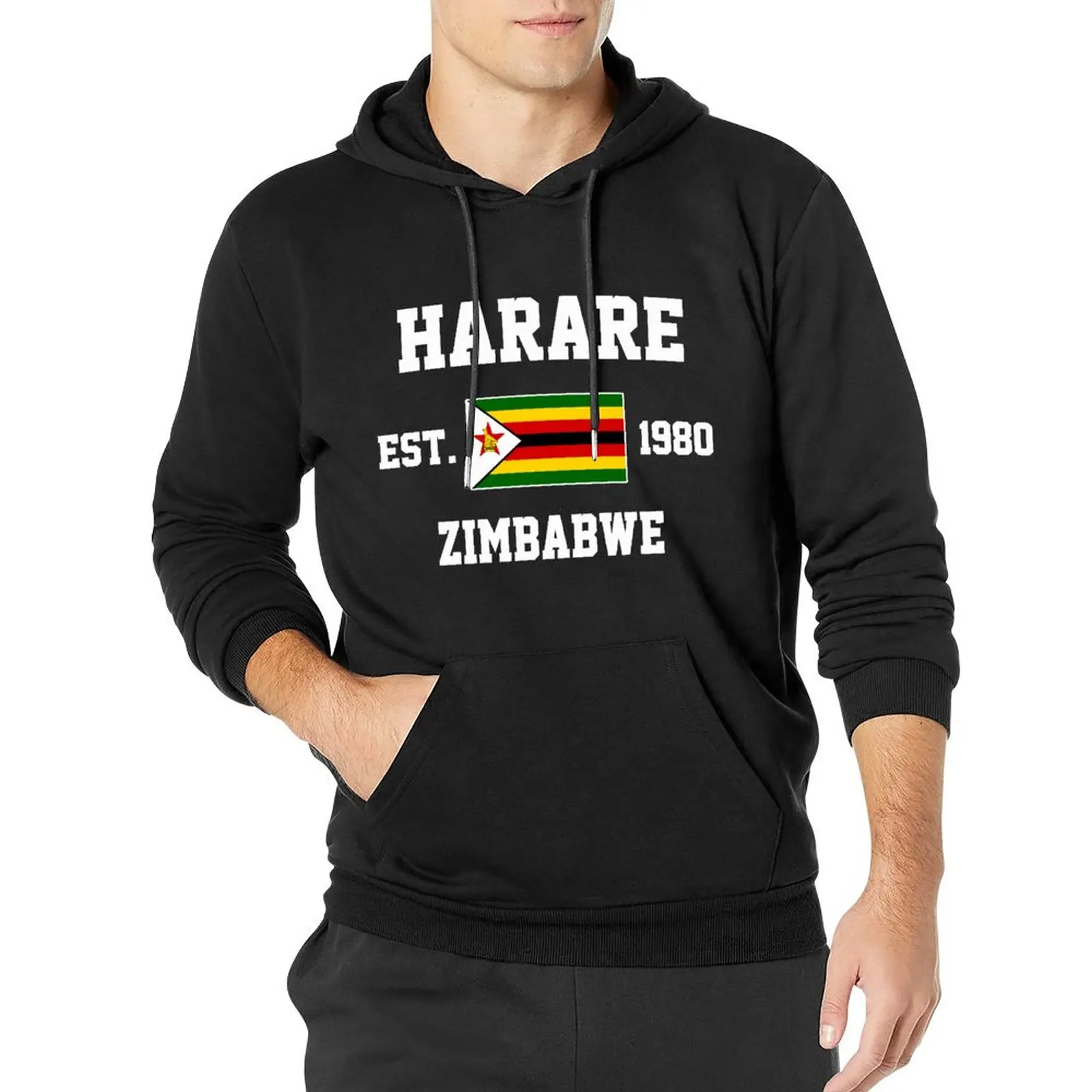 

Мужские и женские толстовки с капюшоном Zimbabwe EST.1980 Harare Capital, пуловер с капюшоном, толстовка в стиле хип-хоп, хлопковая толстовка унисекс