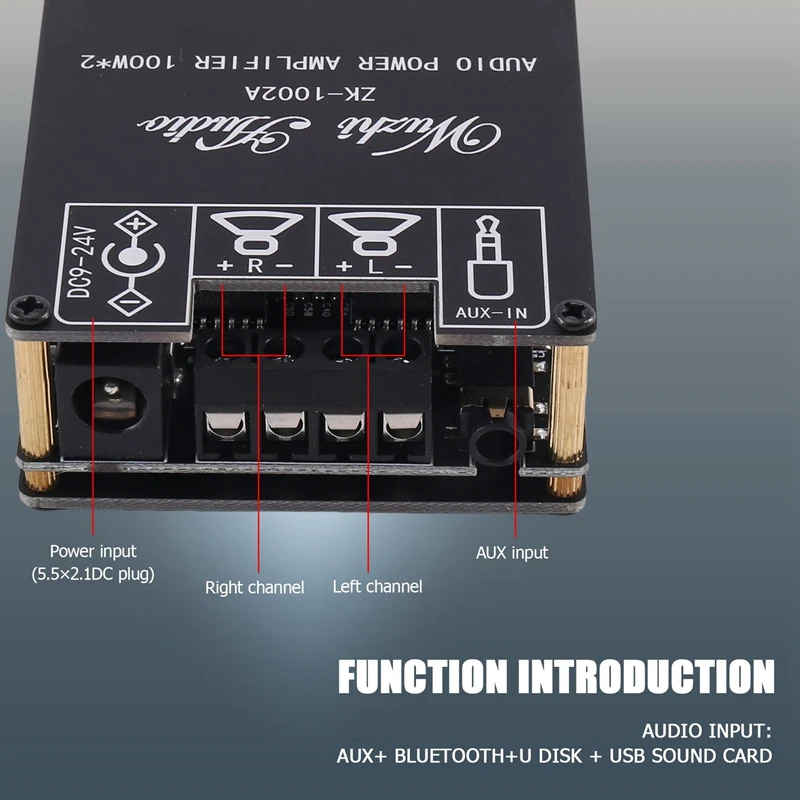 لوحة مضخم صوت بلوتوث ، تعديل ثلاثي وباس ، 2 قناة عالية الطاقة ، صوت ستيريو باس ، مضخم صوت