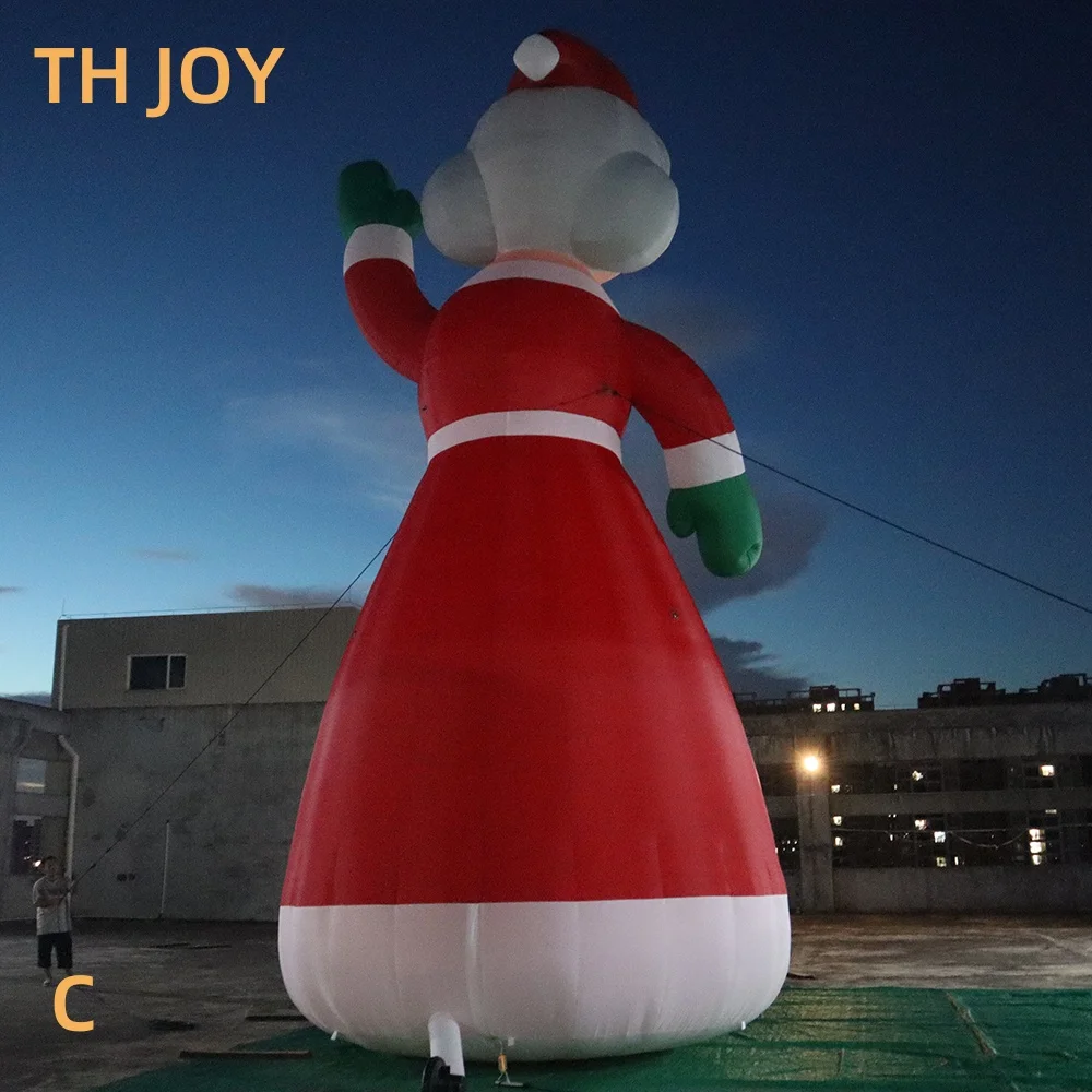Navio aéreo rápido para porta! Sra. Claus inflável ao ar livre com iluminação LED, desenho animado inflável de Sra. Noel de 30 pés e 9 m de altura para o Natal
