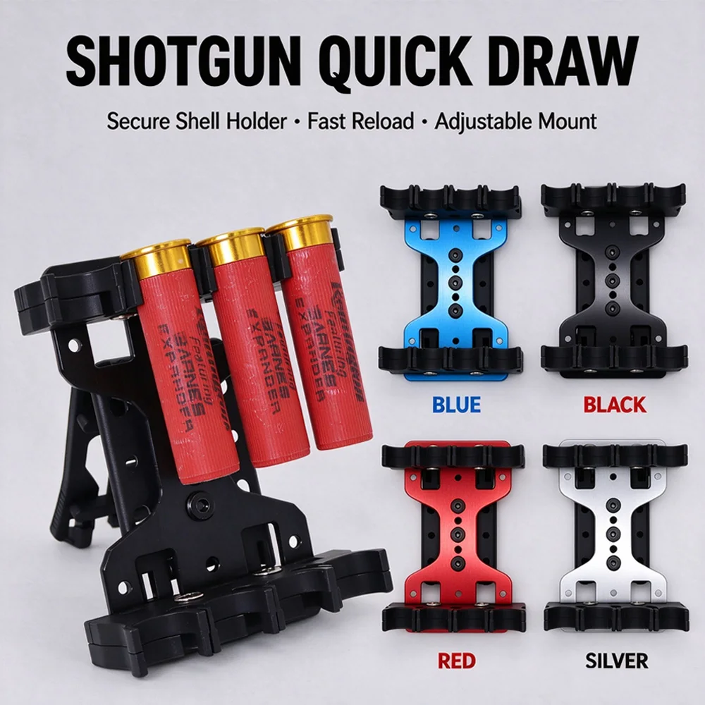 Quick Draw 8 Rounds 12GA Shotgun Shell Holder, Waist Belt Mount Shotshell Carrier Hunting Tactical Shooting Accessory