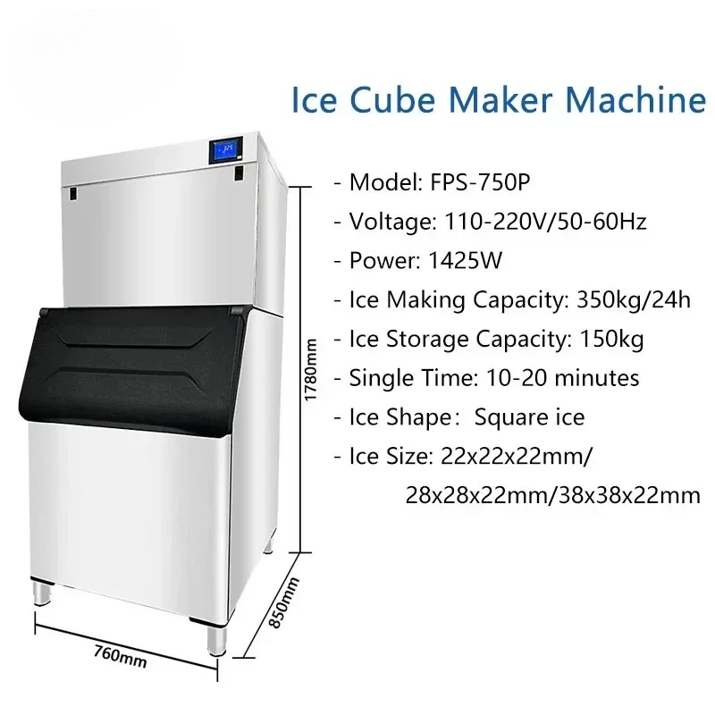 

Ice Cube Machine 350kg Automatic Stainless Steel Ice Block Making Machine Commercial Ice Makers for Business Sale