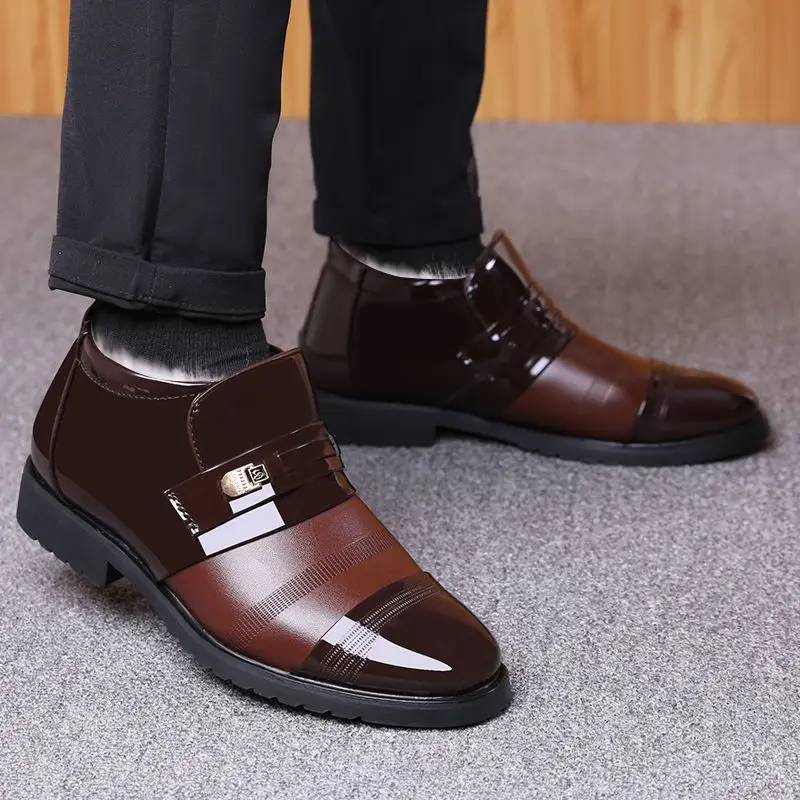 

​Men's Winter Snow Boots High Top Thermal Insulated Leather Shoes Non Slip Warmth Business Casual Outdoor Footwear​
