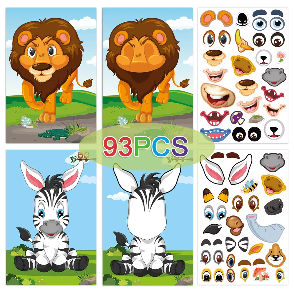 Fun Diy Sticker Dress-up Game Cartoon Animal Face Change Sticker Book Color Cognitive Puzzle Toy Baby Early Education Gift image 6