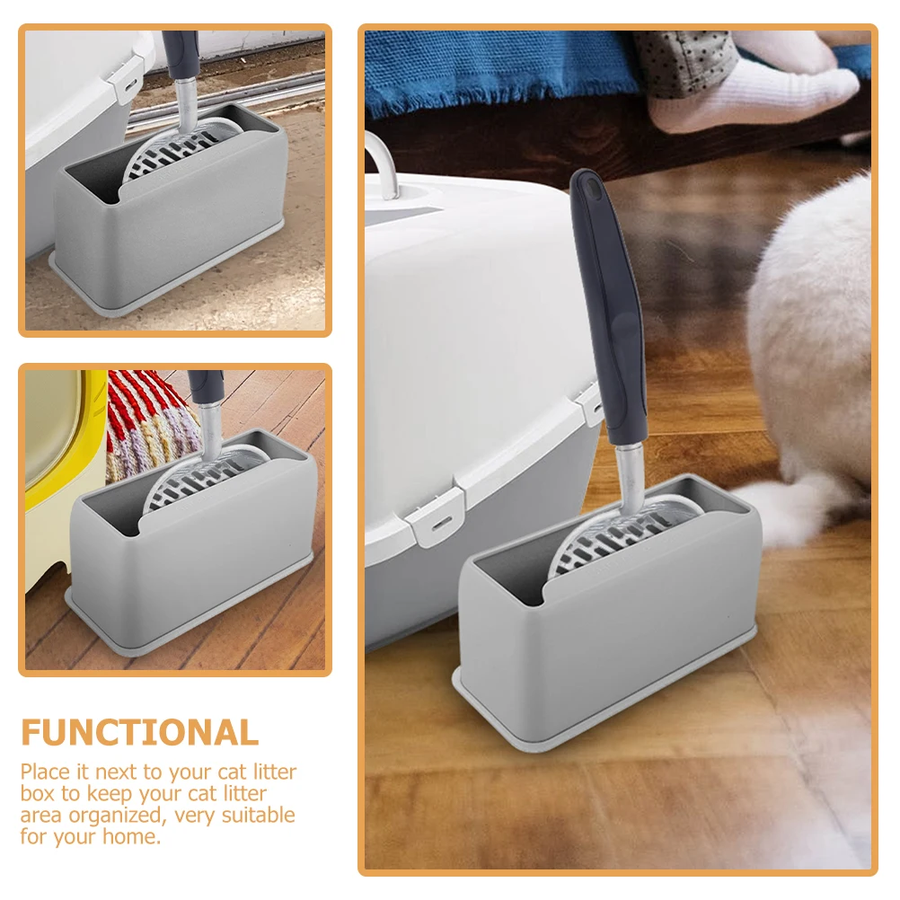 

Cat Litter Storage Rack 17cm Grey Durable Scoop Holder Suitable Standard Sizes Litter Scooper Containers Organize Pet Supplies