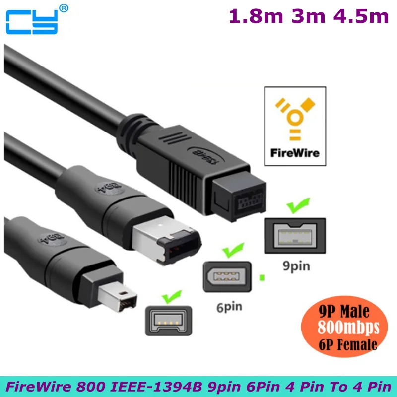 

FireWire 800 IEEE-1394B 9pin 6Pin To 6pin 4 Pin To 4 Pin IEEE 1394 For ILink Adapter Cable 4Pin To Firewire 400 Cable 1.8m 3m 5m