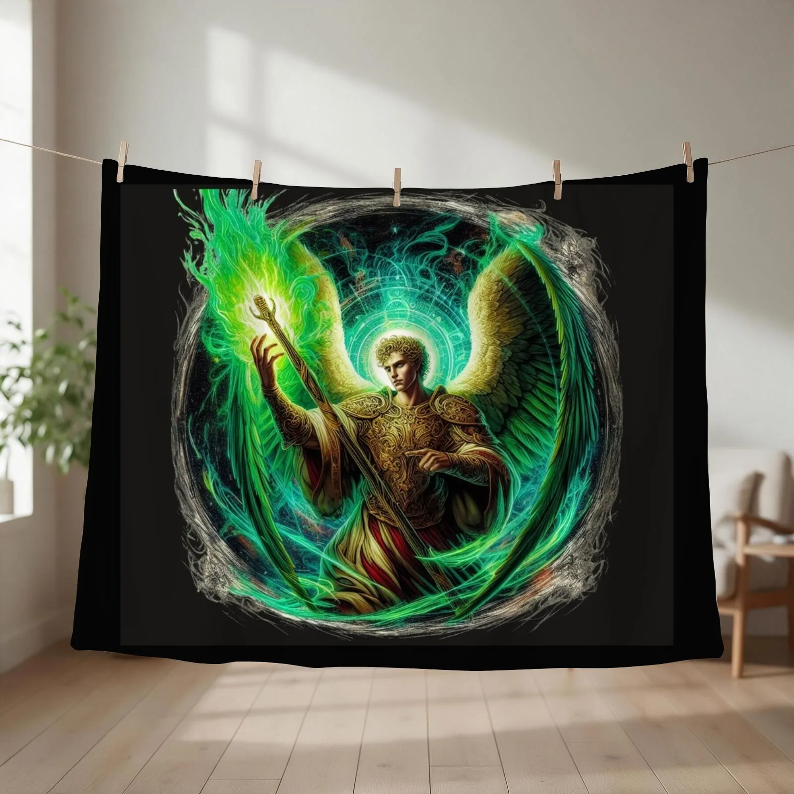 Saint Raphael Archangel - Angel of Healing - Christmas gift Throw Blanket couch cozy soft plush fuzzy picnic outdoor blanket