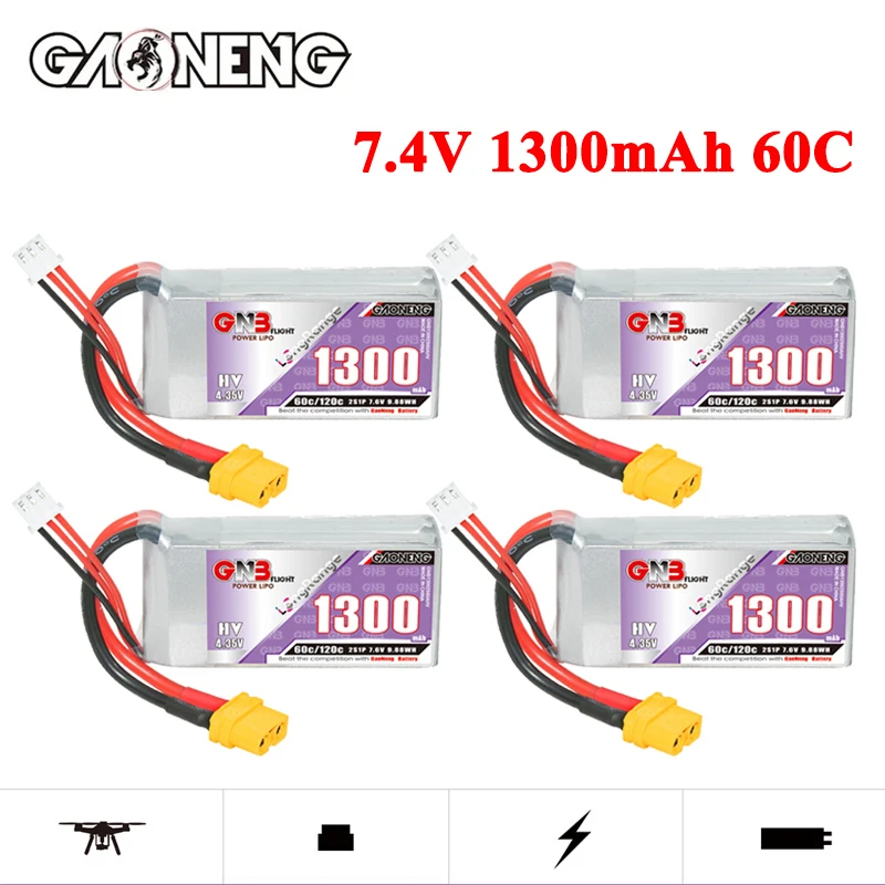 

Original GNB 2S 7.6V 1300mAh 60C/120C Lipo Battery With XT60 Plug For Racing Drone FPV Quadcopter Helicopter Airplane Parts