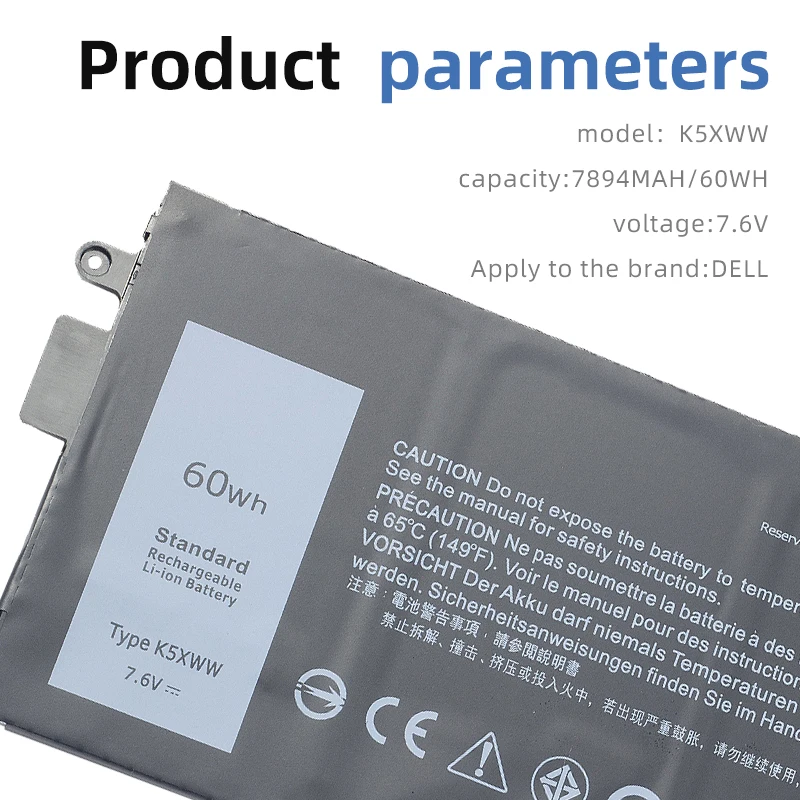 Imagem -05 - Suozhan K5xww Bateria do Portátil para Dell Latitude 5289 7389 7390 2-in1 Series Notebook 71tg4 725ky N18gg 7.6v 60wh