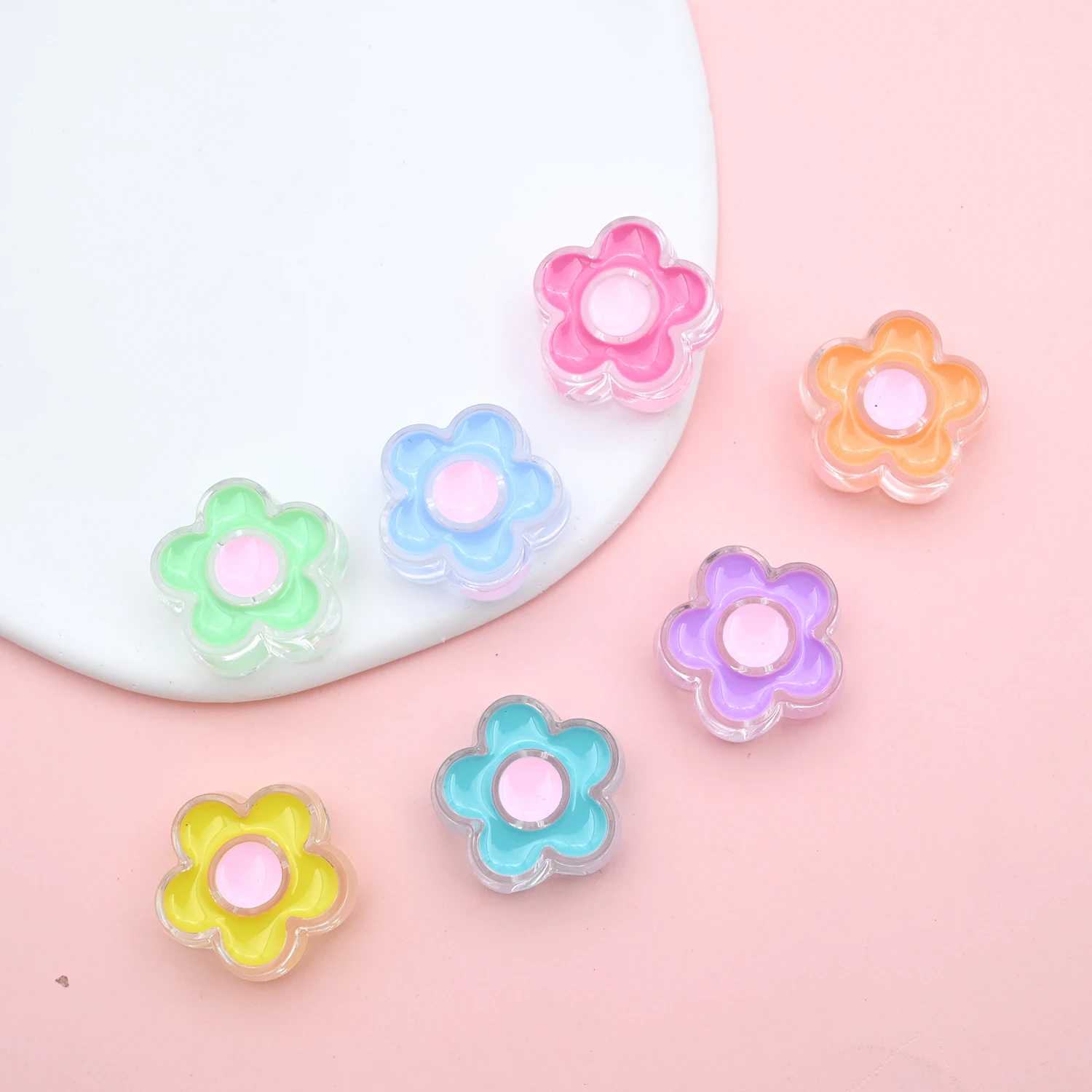 22mm Cute Flower Acrylic Beads Large Hole Loose Spacer Beads For Jewelry Making Bracelet Necklace Charm Diy Handmade Accessories