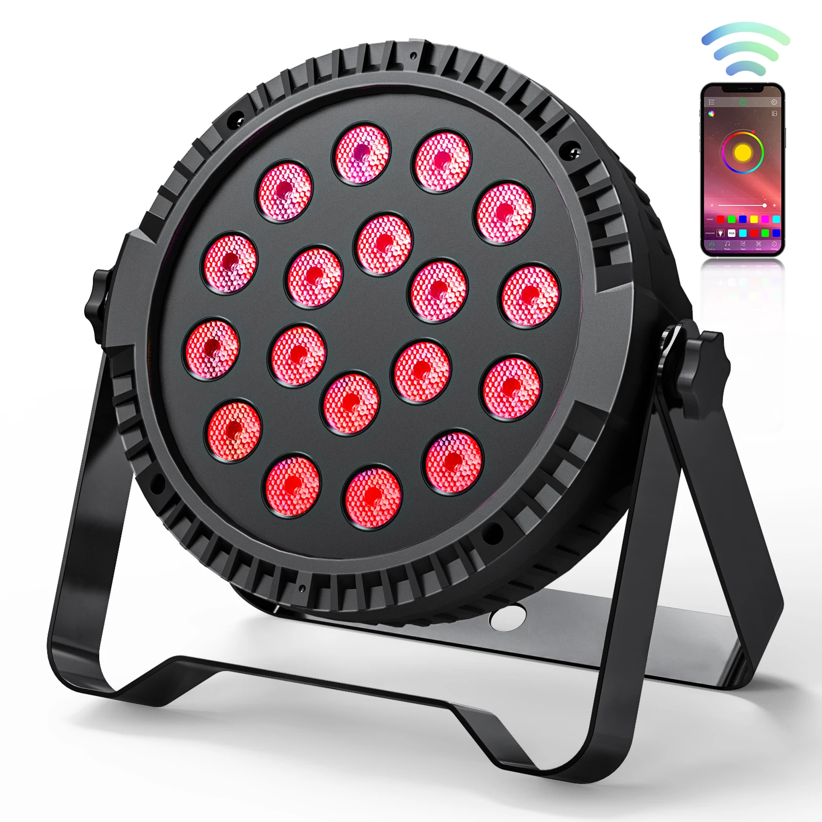 18W Par Light 18LED RGB 3-in-1 Stage Lights Colour Mixing for Party DJ Disco Show With App Control