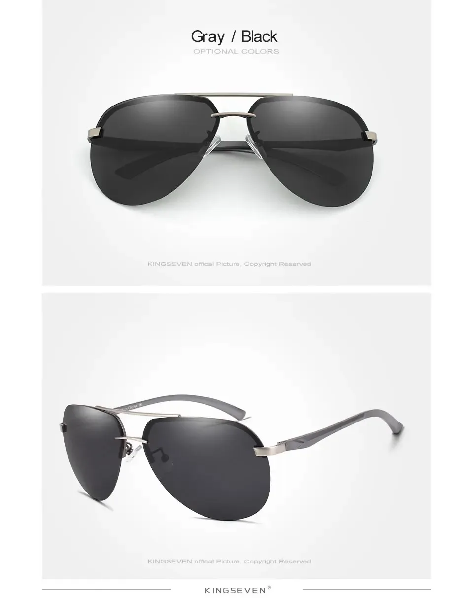 KINGSEVEN Pilot Aluminium Randlose Sonnenbrille Männer Rahmenlose Polarisierte Große-rahmen Gläser Frauen Casual Urlaub Outdoor Brillen – Detail 9