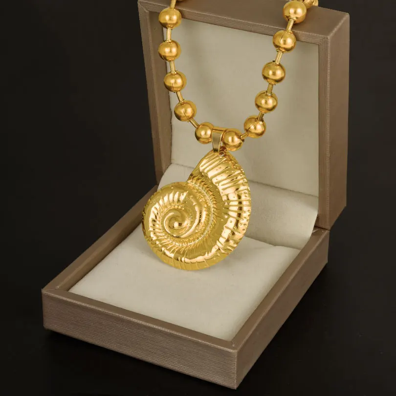 1Pcs Stainless Steel Big Textured Conch Big Stud Earrings Distinctive 18k Gold Color Necklace/Ring For Women Punk Accessory Set