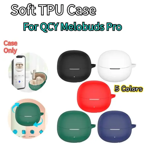 Imagen 1 del producto Funda suave de TPU para QCY Melobuds Pro, funda protectora anticaída a prueba de polvo para auriculares, carcasa protectora de silicona resistente a los arañazos