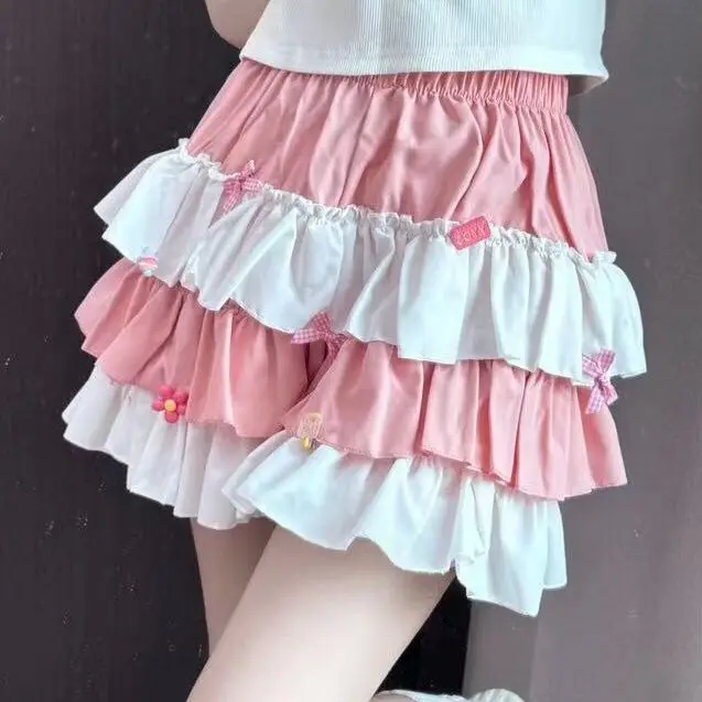 Wedbleser Japanese Dopamine Cake Short Skirt Soft Girl Elastic High Waist Slim Fluffy Short Stature A-line Half Body Skirts