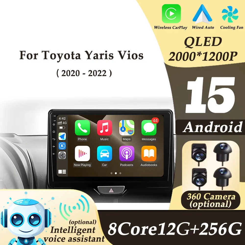 

Left Hand Drive for Toyota Yaris Vios 2020 - 2022 Car Radio Multimedi Player Wireless CarPlay Split Screen Auto Tools GPS Navi