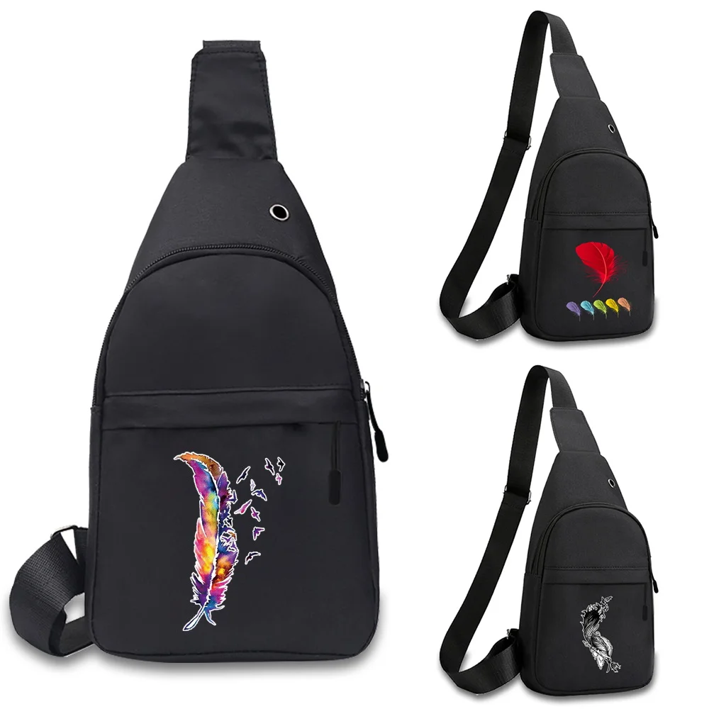 

2025 New Chest Pack Feather Series Outdoor Storage Men Sports Running Crossbody Bag Fashion Fitness Yoga Chest Bag