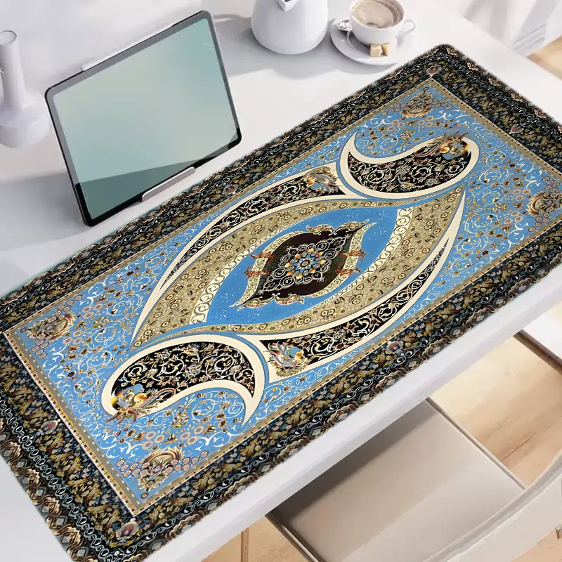 Vintage Oriental Persian Art Mouse Pad Large Non-Slip Rubber Base Desk  with Seamed Edges for Gaming and Office Use