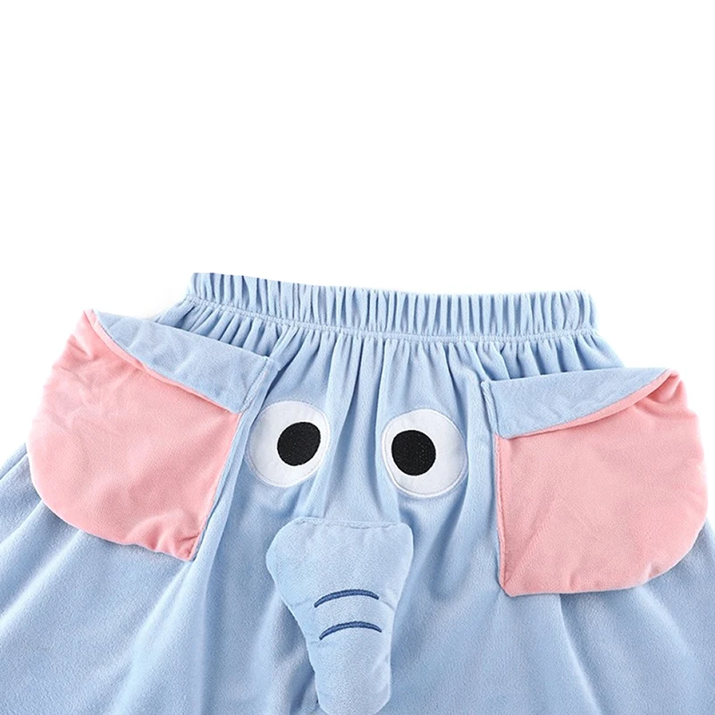 Pijama corto con orejas 3D para parejas, ropa de dormir de felpa, informal, holgada, con dibujos de elefante encantador, con botones, para el hogar