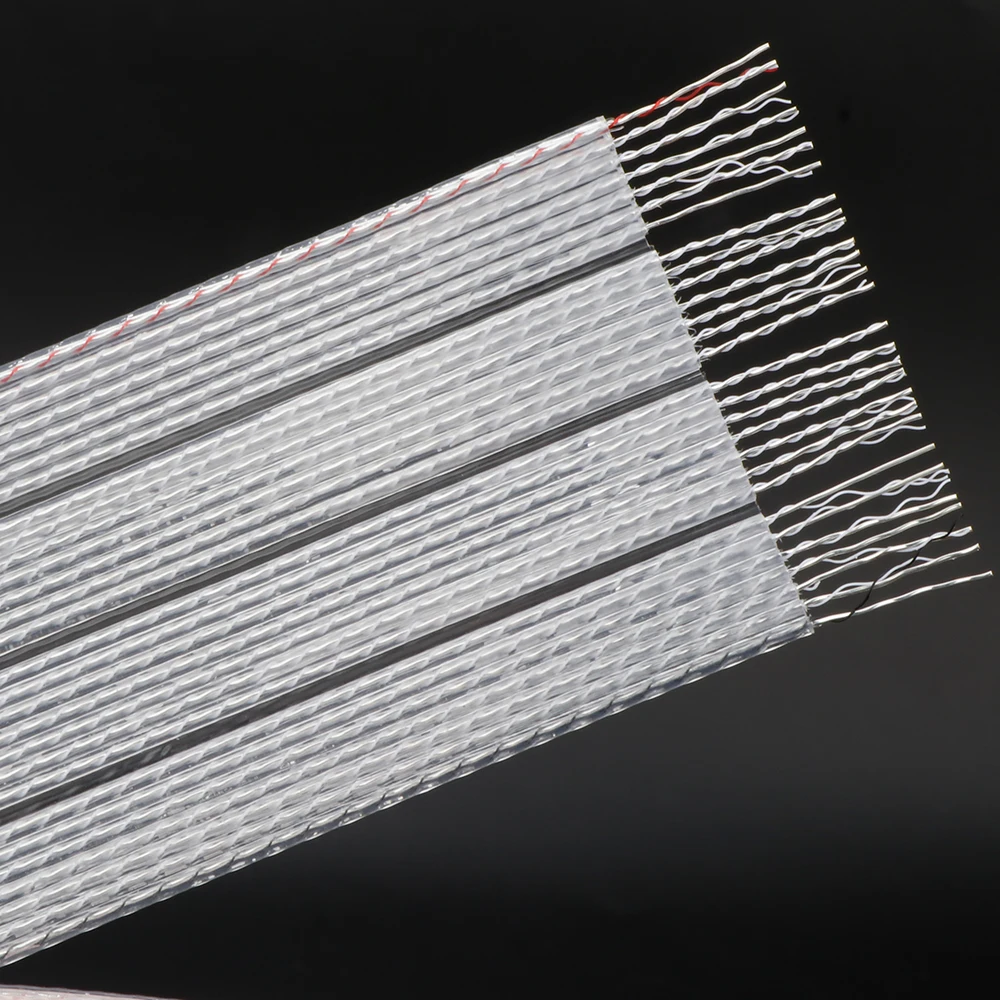 Preffair Flat Silver Plated Speaker cable 28Core*0.5mm Silver Plated 99.998% OFC Copper cable DIY Handmade Bulk Cable