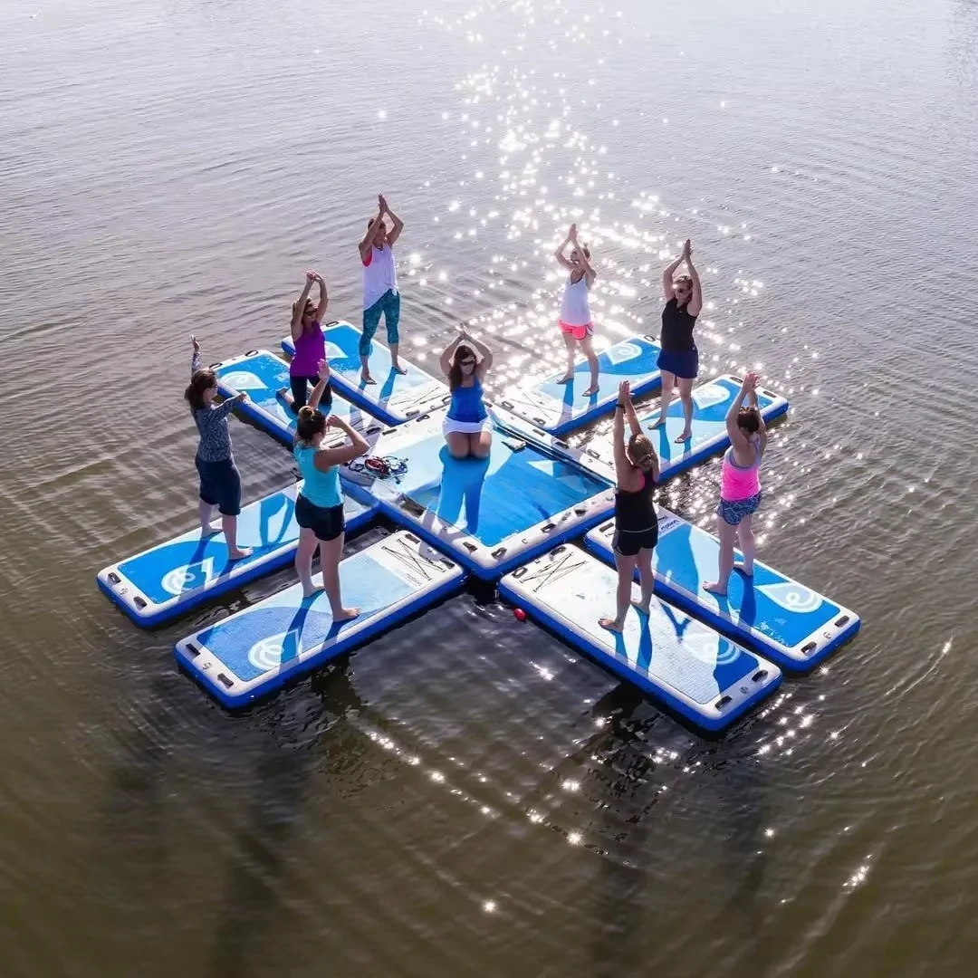 INFLATABLE FLOATING POOL YOGA BOARDS BODY BUILDING FITNESS MATS on WATER the Flow Motion Fitness Mat for Water With Logo
