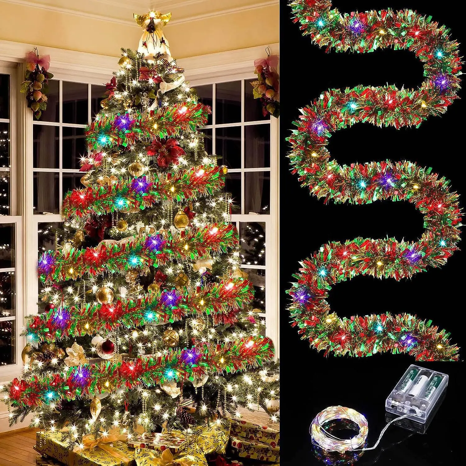 LED String Lights Christmas RGB Flash and Twinkle Effect Lights for Holiday Decoration Lighting