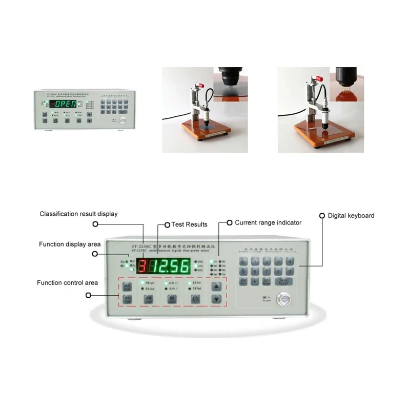 Multi Function Digital Four Probe Resistivity Tester Semiconductor Square Resistance Meter