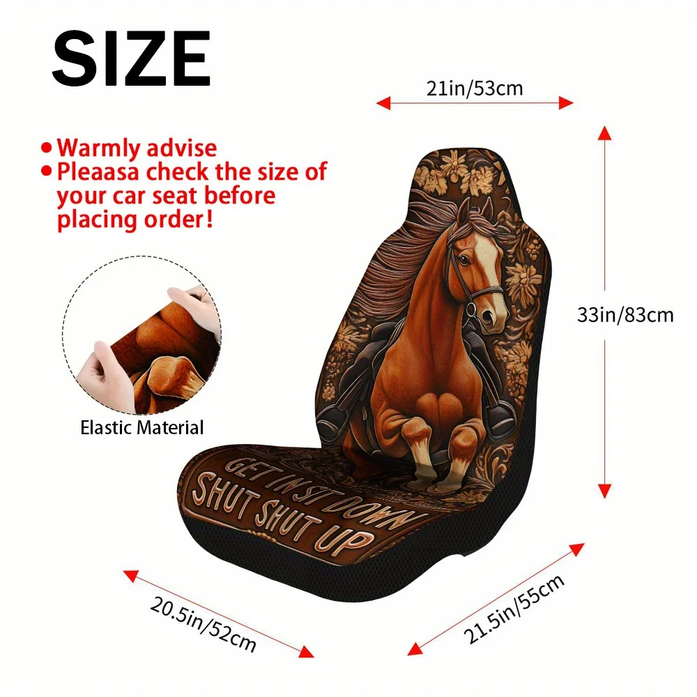 2pcs Majestic Horse Embossed Car Seat Covers - Premium Quality, Stylish & Durable All-Season Comfort, Easy To Clean, Universal F