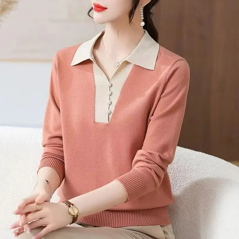 

Autumn Winter Pullover Women's Sweater New 2025 Long Sleeve Loose Mother Casual Knitted Bottom Shirt Female Jumper Tops
