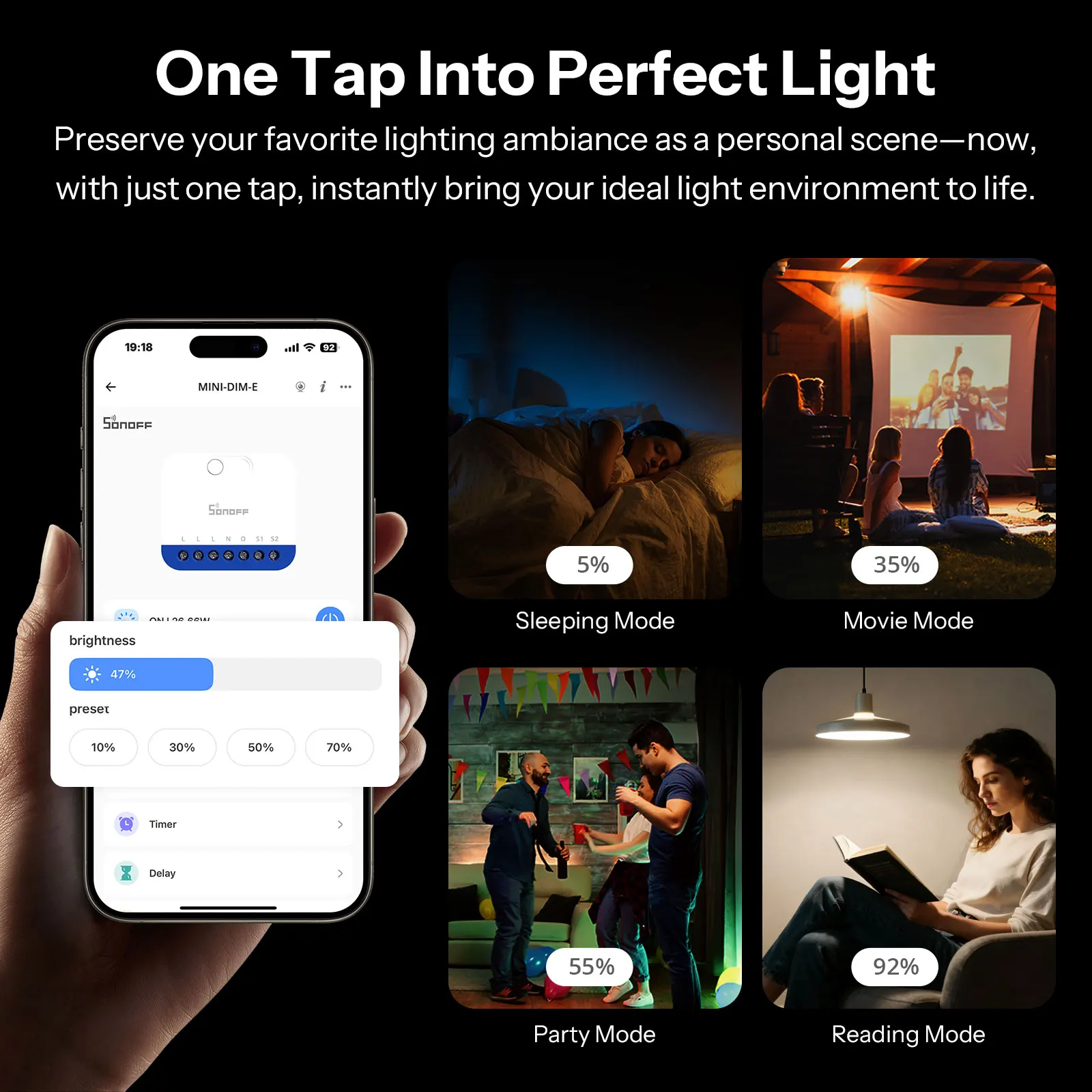 SONOFF Orb-DIM Matter over Wi-Fi Inteligentny Ściemniacz MINI-DIM-E Płynne Ściemnianie Bez Migotania Monitorowanie Energii Sterowanie Głosowe Alexa Google Home — zdjęcie produktu 5