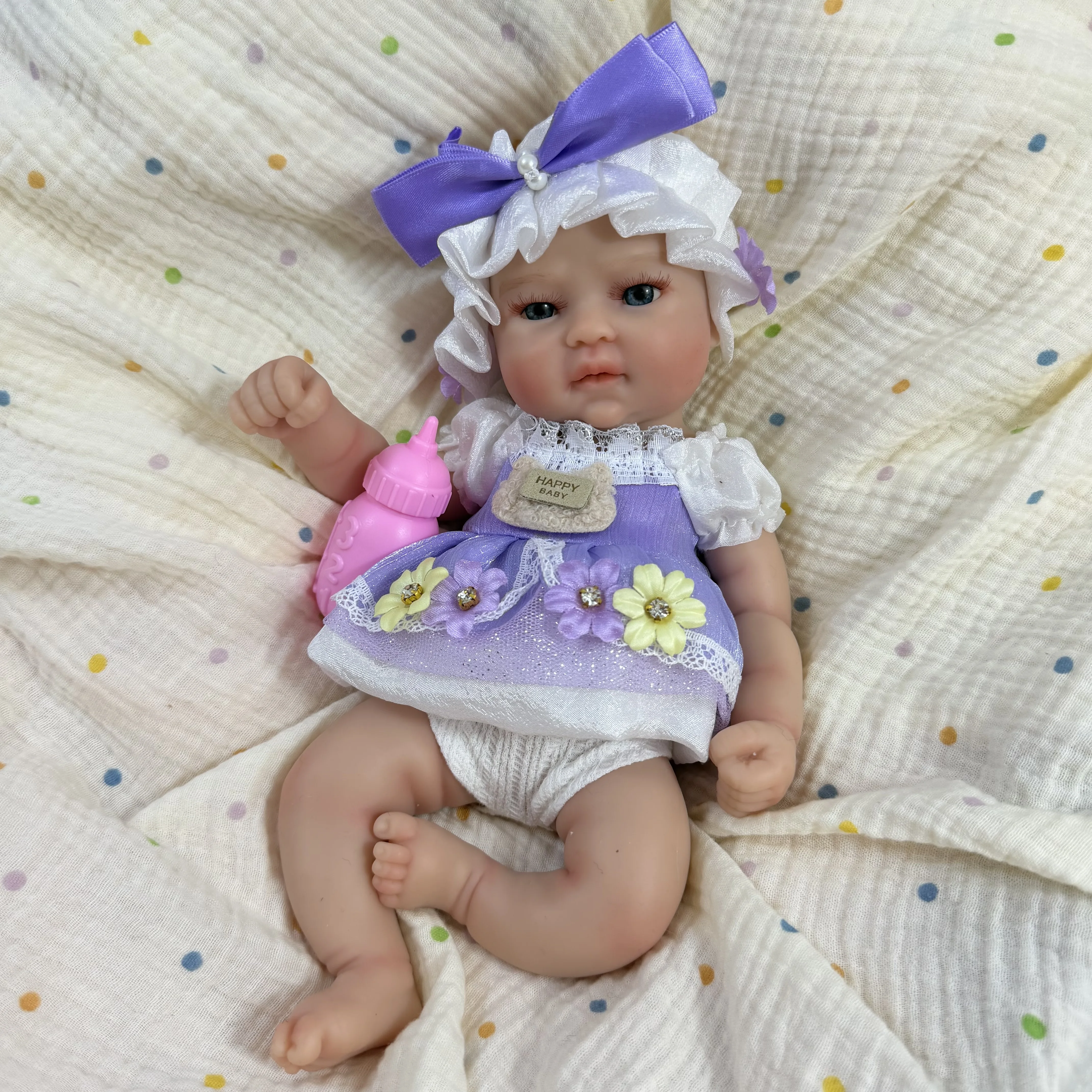 13 Inch Mini Reborn Doll Tina Full Solid Silicone Doll Washable Body Doll Silicone Toy Christmas Gift