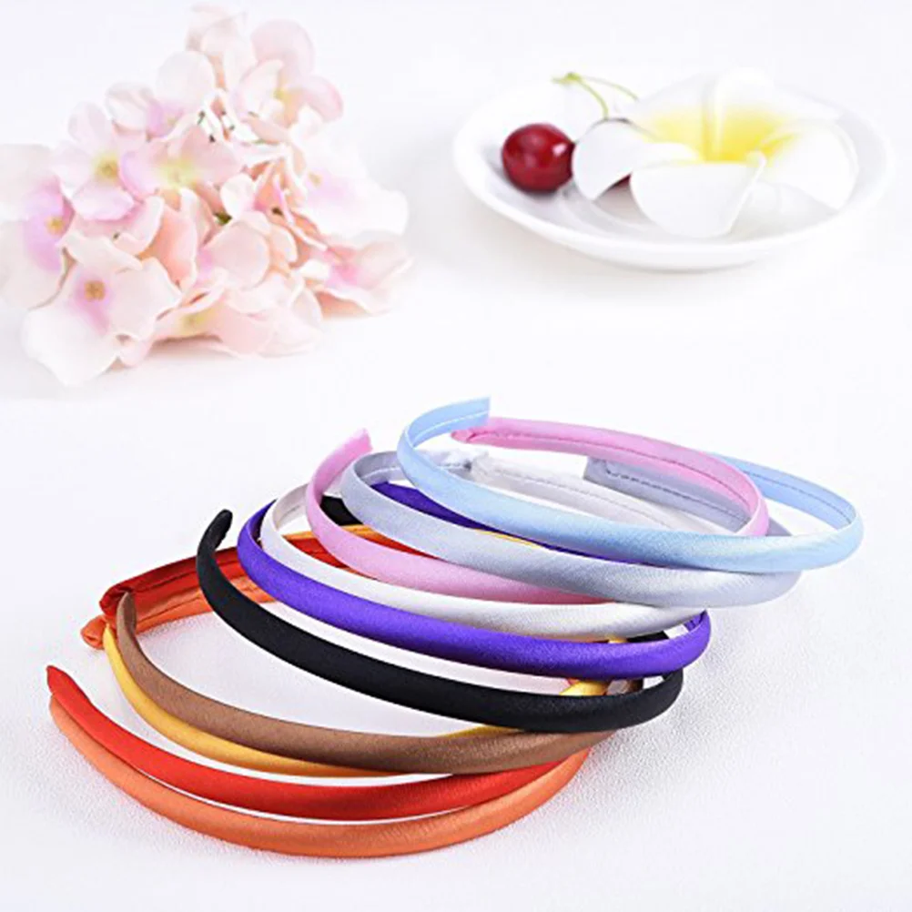 

10Pcs Satin-Like Finish Wide Headbands Hair Bands for Women Girls Elegant Satin Covered Hair Accessories Fashion Headband