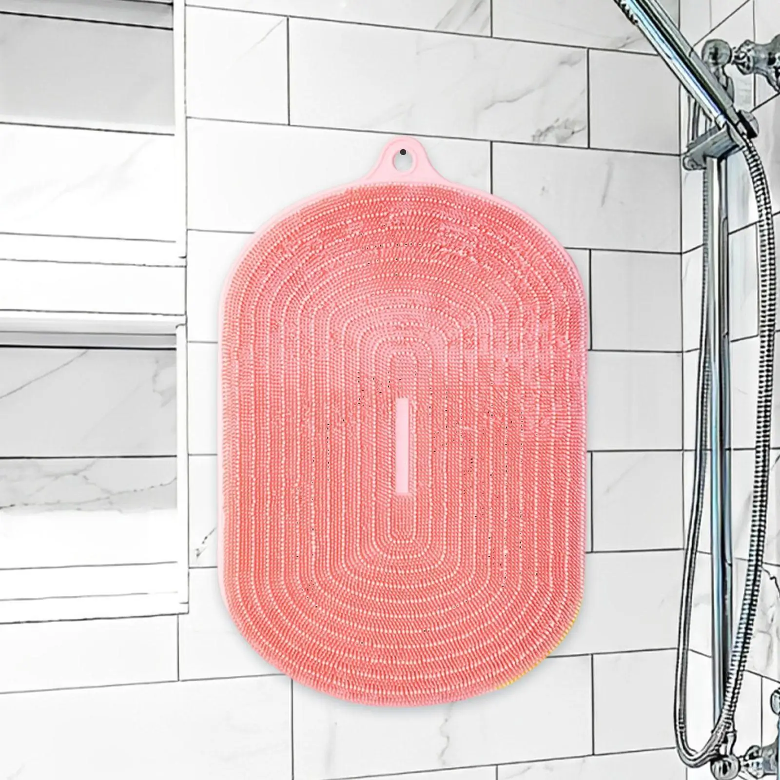 

Shower Foot Scrubber Mat with Anti Slip Suction Cups Space Saving Silicone