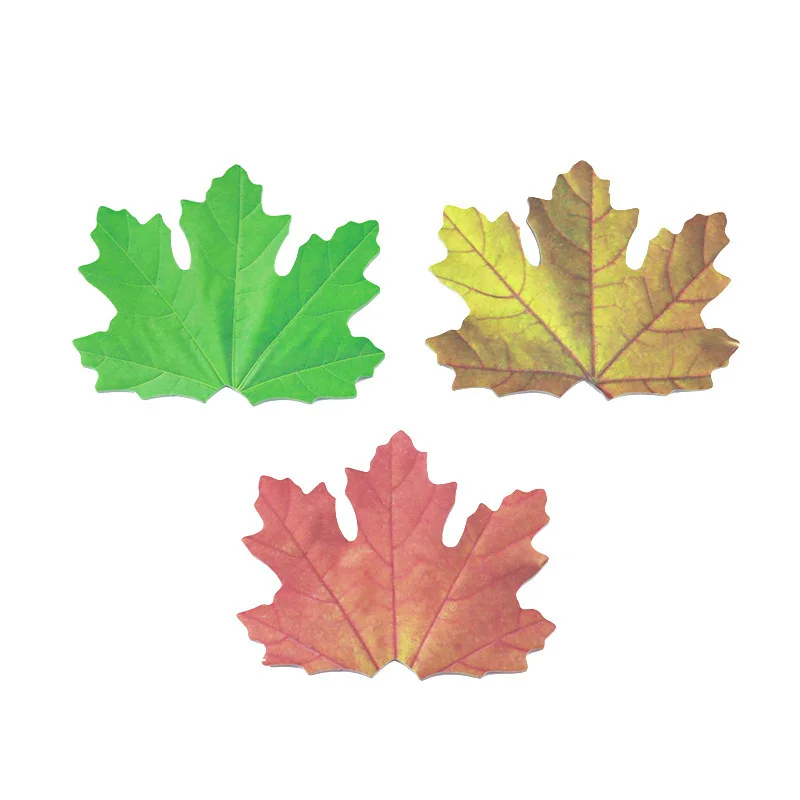 3 Piece Cute Cartoon Maple Leaves Sticky Notes Sticker Memo Pad Planner Stationery