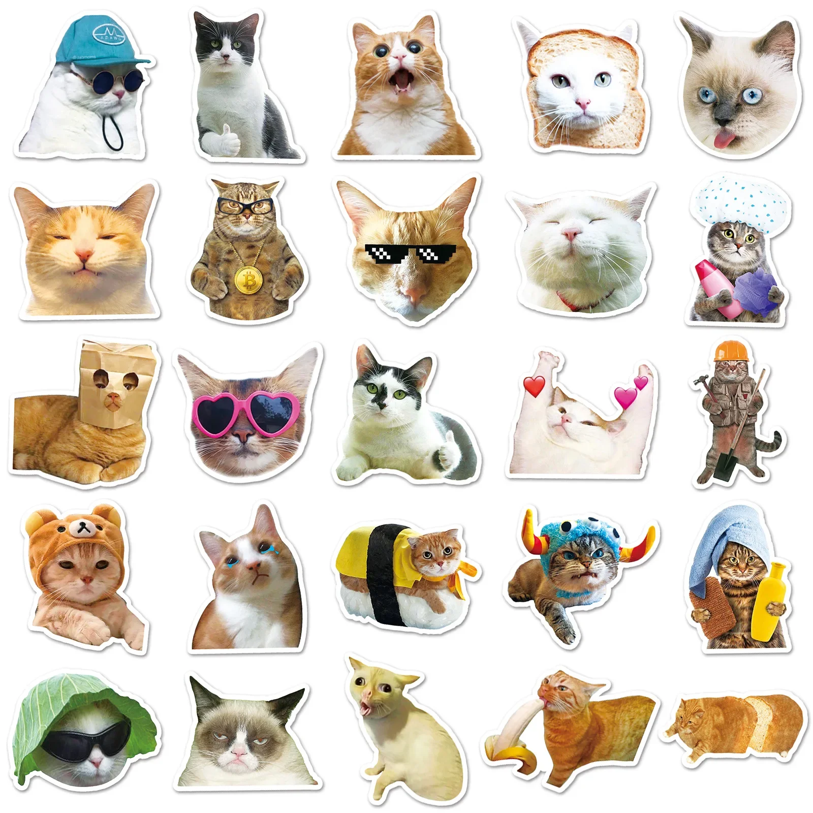 10/30/50PCS New Popular Cartoon Cat Sticker Pack Skateboard Guitar Decoration DIY Laptop Waterproof Notebook Decal Cup Wholesale