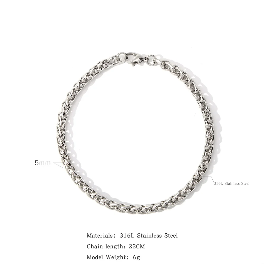 Herren Edelstahl-Spiralkettenarmband Silberfarben 22cm Hip-Hop Mode Rock Schmuck Accessoire – Detail 8